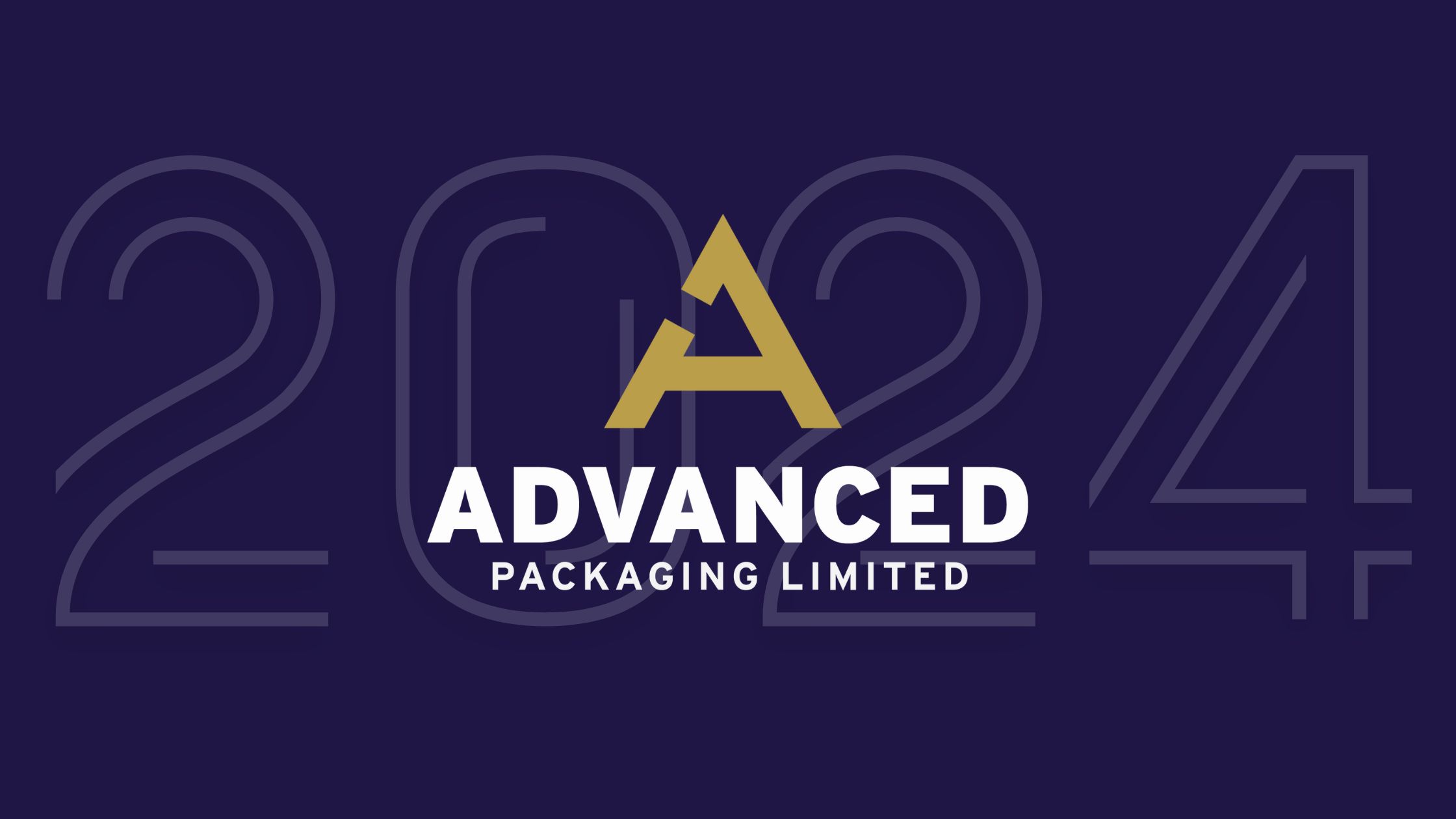 Advanced Packaging Logo in front of large 2024 on purple backgorund.